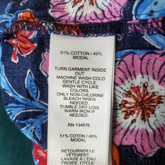 Vineyard Vines Tisbury Floral Square Neck Top Womens Size XL Buttoned Cuffs - Picture 10 of 11